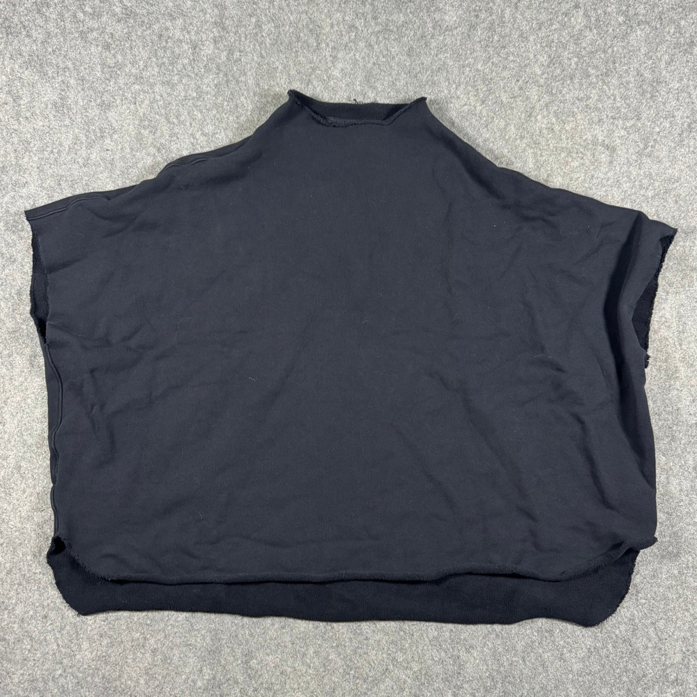 Frank & Eileen Tee Lab Womens L Black Capelet Sweatshirt Mock Neck Raw Edge USA